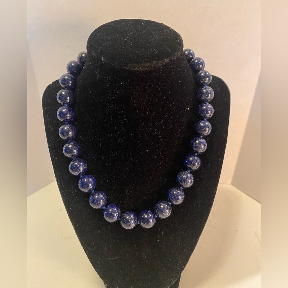 Lapis Lazuli Beaded Necklace - Deep Blue Women’s Jewelry 29 Beads